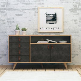Hanah Home Consola Moderna Roble y Gris Oscuro